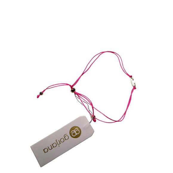 Gorjana Initial Prism Bracelet Pink String “C” Gold Plated NWT - Picture 3 of 4